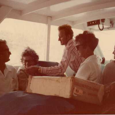 Unknown people on a boat