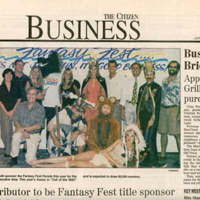 An article in the Key West Citizen about Fantasy Fest that reads Distributo