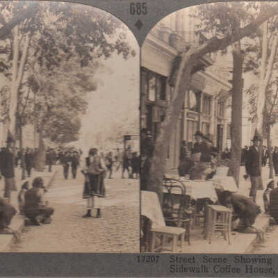 Stereoview of a street scene in Sofiya, Bulgaria