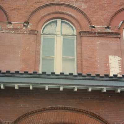 An exterior window on the second floor.