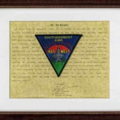 Southernmost AIMD Plaque Presented to Ed Knight: Copyright: @ Key West Art & Historical Society; Origformat: Print-Photographic