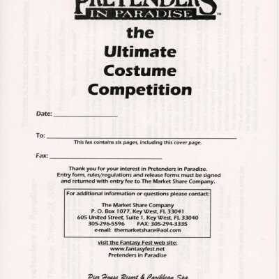 Pretenders in paradise, the ultimate costume competition entry form.