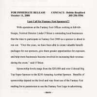 Press release for the last call for sponsors.