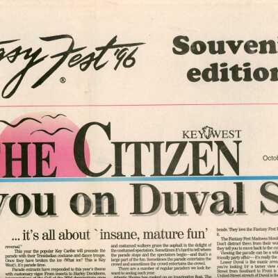 Multiple articles in the Key West Citizen about Fantasy Fest.