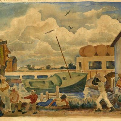 Figures on the Waterfront (Pre-Conservation): © Key West Art & Historical Society
