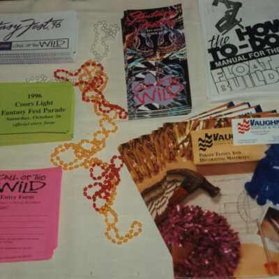 A table set up at the Coors light parade workshop.