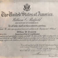 Certificate designating William Demeritt as Superintendent of Lighthouses