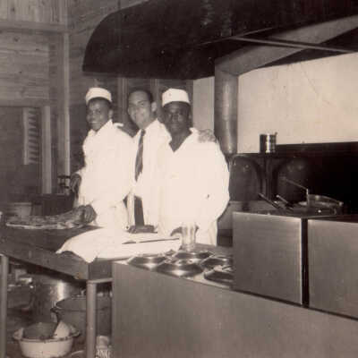 Gilbert Ogden, Rene Diaz, and Euphemio Chavez at Pena's Garden of Roses Night Club