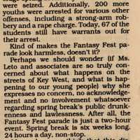 An article in the Key West Citizen about Fantasy Fest that reads Fest crusade misses mark.