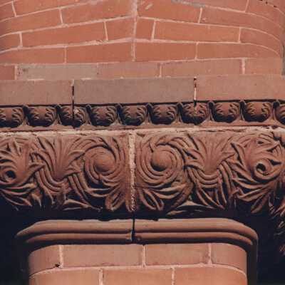 Terra cotta and brick detail work on the exterior.