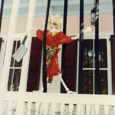 A hotel decorated for Fantasy Fest.