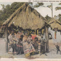 Florida Seminole Indians and Thatched Huts
