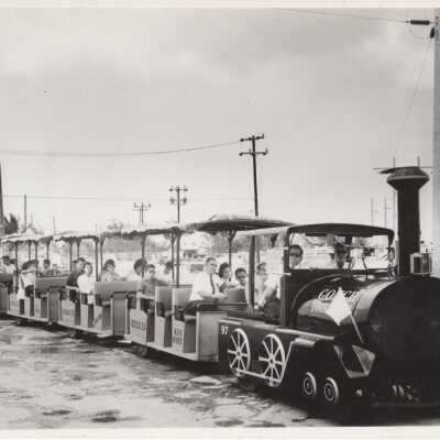 Conch tour train and passengers