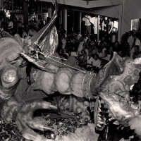 Fire-breathing dragon float