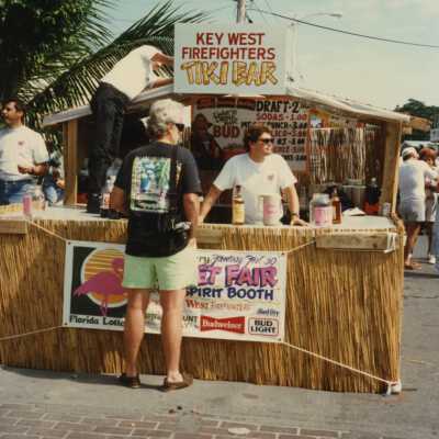 Key West Firefighters tiki bar booth.