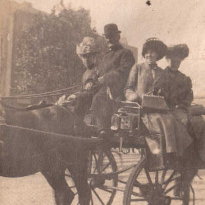 Unknown women in a horse-drawn carriage