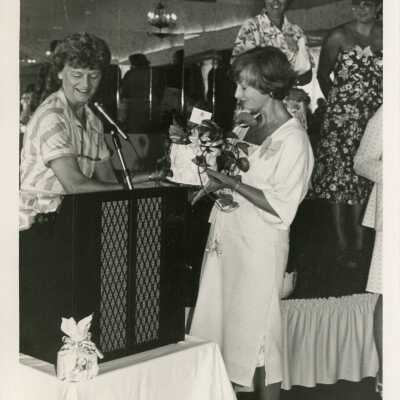 Unknown woman at the podium during a ceremony