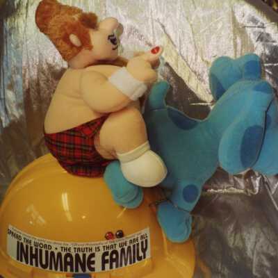 A hat that an unknown person is wearing.