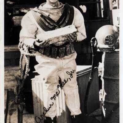 Arthur McKee, Jr., in a diving suit