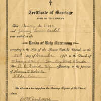 Marriage Certificate for Henry deBoer and Jenny Bethel