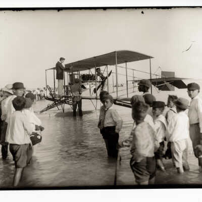 John A.D. McCurdy and his Airplane before his Flight Attempt