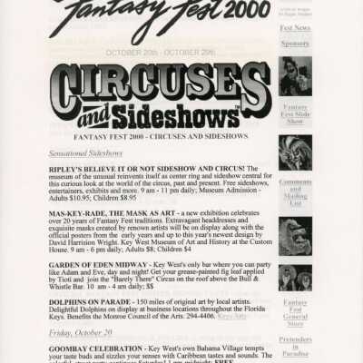 Schedule of events for Fantasy Fest 2000.