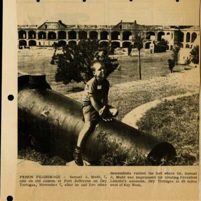 Newspaper Clipping of Dr. Mudd Family at Fort Jefferson: Copyright: @ Key West Art & Historical Society; Origformat: Artifact