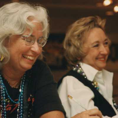 Two unknown woman at the Coors light parade workshop.