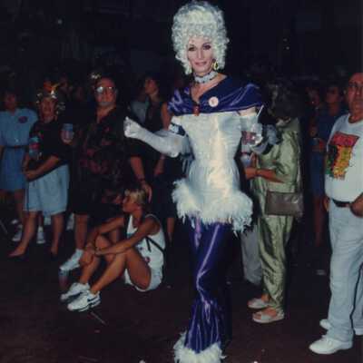 Unknown person dressed up for the Coronation Ball.