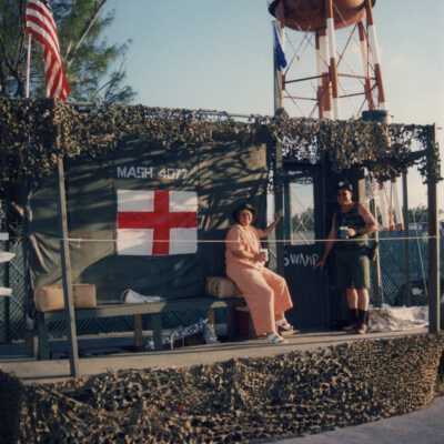Unknown people on a float.