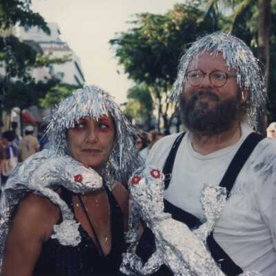 Unknown people dressed up.