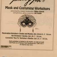 An article in the Island Life newspaper that reads Mask and Costuming workshops.