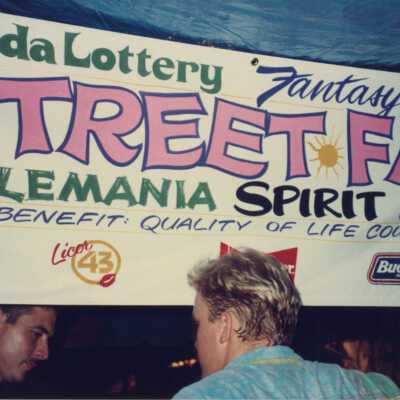 Florida Lottery Street booth sign.