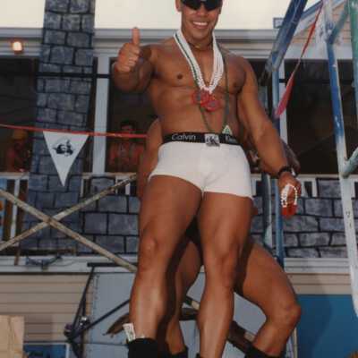 Unknown man on a float.