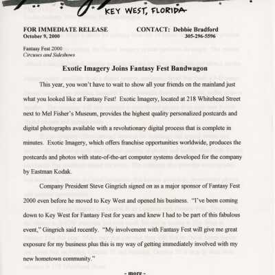 Press release about Fantasy Fest.