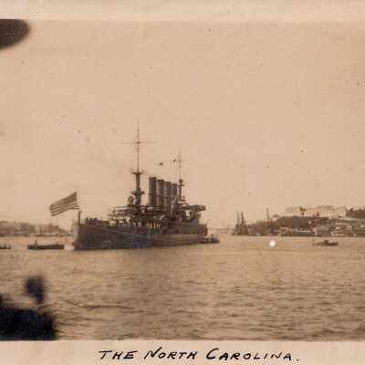USS NORTH CAROLINA Saluting the USS MAINE Wreckage