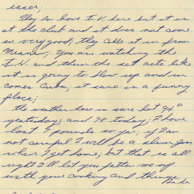Letter from Naval Air Station Key West during Cuban Missile Crisis
