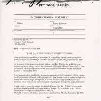          A fax to the editor from Penny Johnson regarding the last call for Fantasy
   