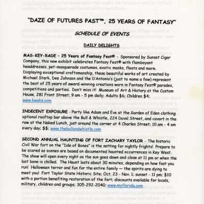Daze of Futures Past, 25 tears of Fantasy schedule of events.