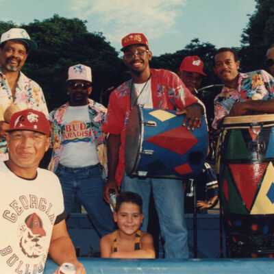 Unknown band members at the masquerade march.