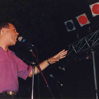 Unknown man singing at the Coronation Ball.