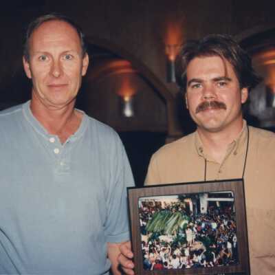Two unknown men at the Call of the Wild award ceremony.