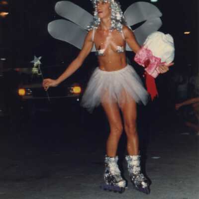 An unknown lady dressed up for the twilight fantasy parade.