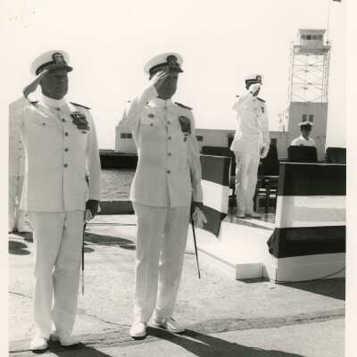 Unknown men in uniform at a ceremony