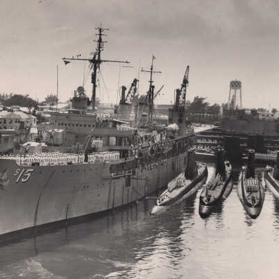 Submarines and a ship