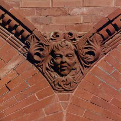 Terra cotta and brick detail work on the exterior.