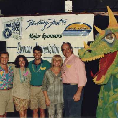 Dennis Beaver and Rita Troxel, with a few unknown people at the Fantasy Fest Sponsor appreciation party.