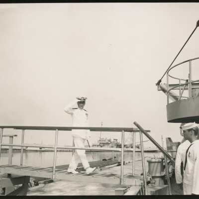 U.S. Navy man saluting