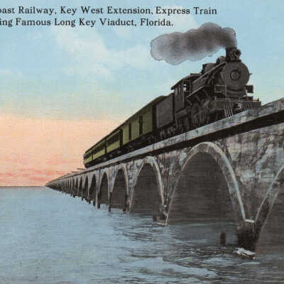Florida East Coast Railway, Key West Extension, Express Train Crossing Famous Long Key Viaduct, Florida