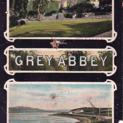 Grey Abbey.  Strangford Lough and Scrabo Tower